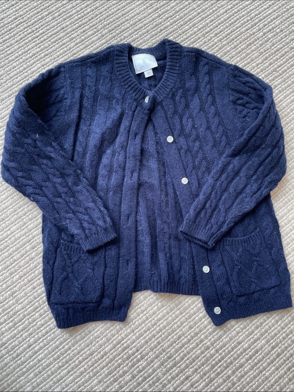 Classic Navy Cable Knit Men’s Cardigan Sweater